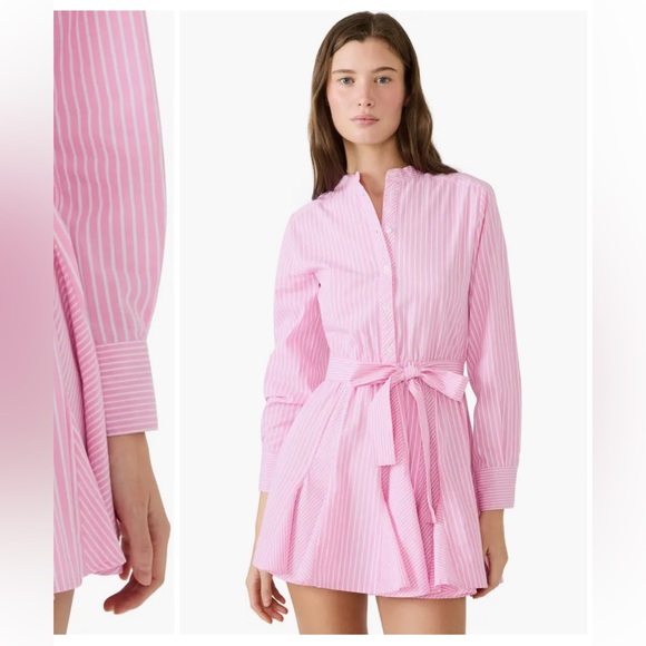 NWOT Steve Madden Lorelei Stripe Tie Waist Long Sleeve Minidress - Picture 5 of 6